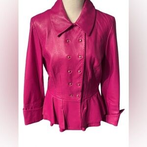 Vintage Leather Etcetera Leather Jacket Purple Pink Blazer Designer Medium